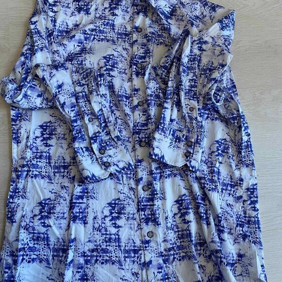 Robert Graham Men's Classic Fit Shirt Kaleidoscope Artsy Flip Cuff Smoke Size M - Picture 5 of 11